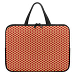 Red And Beige Japanese Pattern Print Laptop Sleeve With Handle