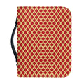 Red And Beige Japanese Pattern Print Leather Bible Cover