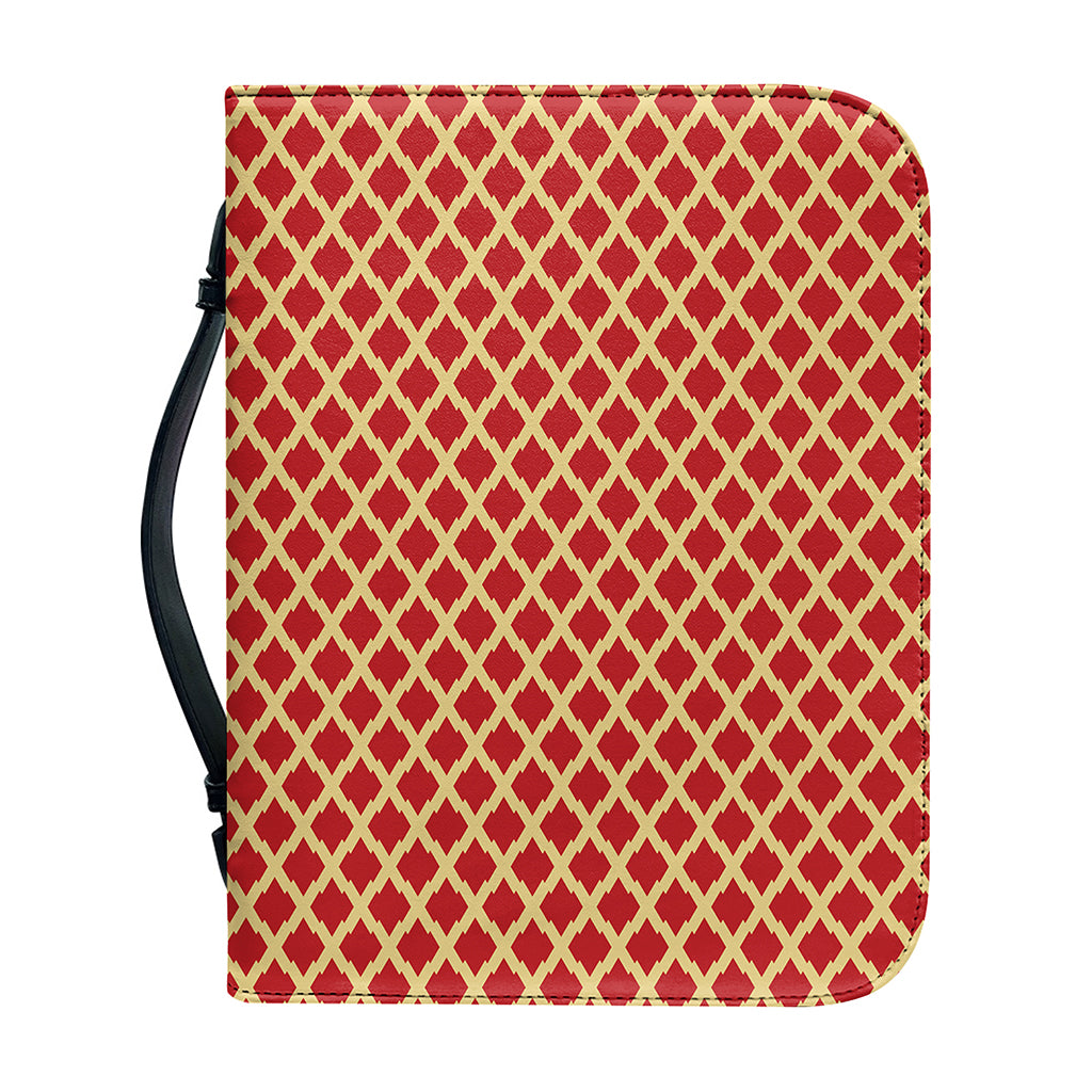 Red And Beige Japanese Pattern Print Leather Bible Cover