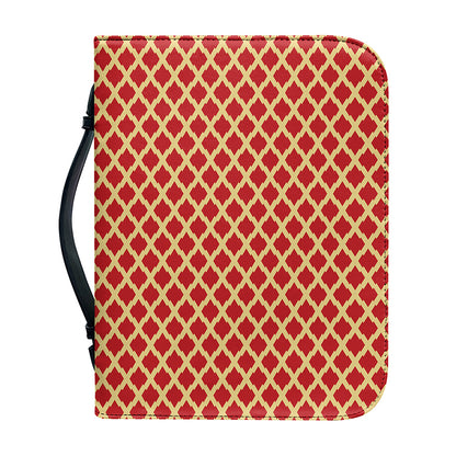 Red And Beige Japanese Pattern Print Leather Bible Cover