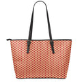 Red And Beige Japanese Pattern Print Leather Tote Bag With Zipper