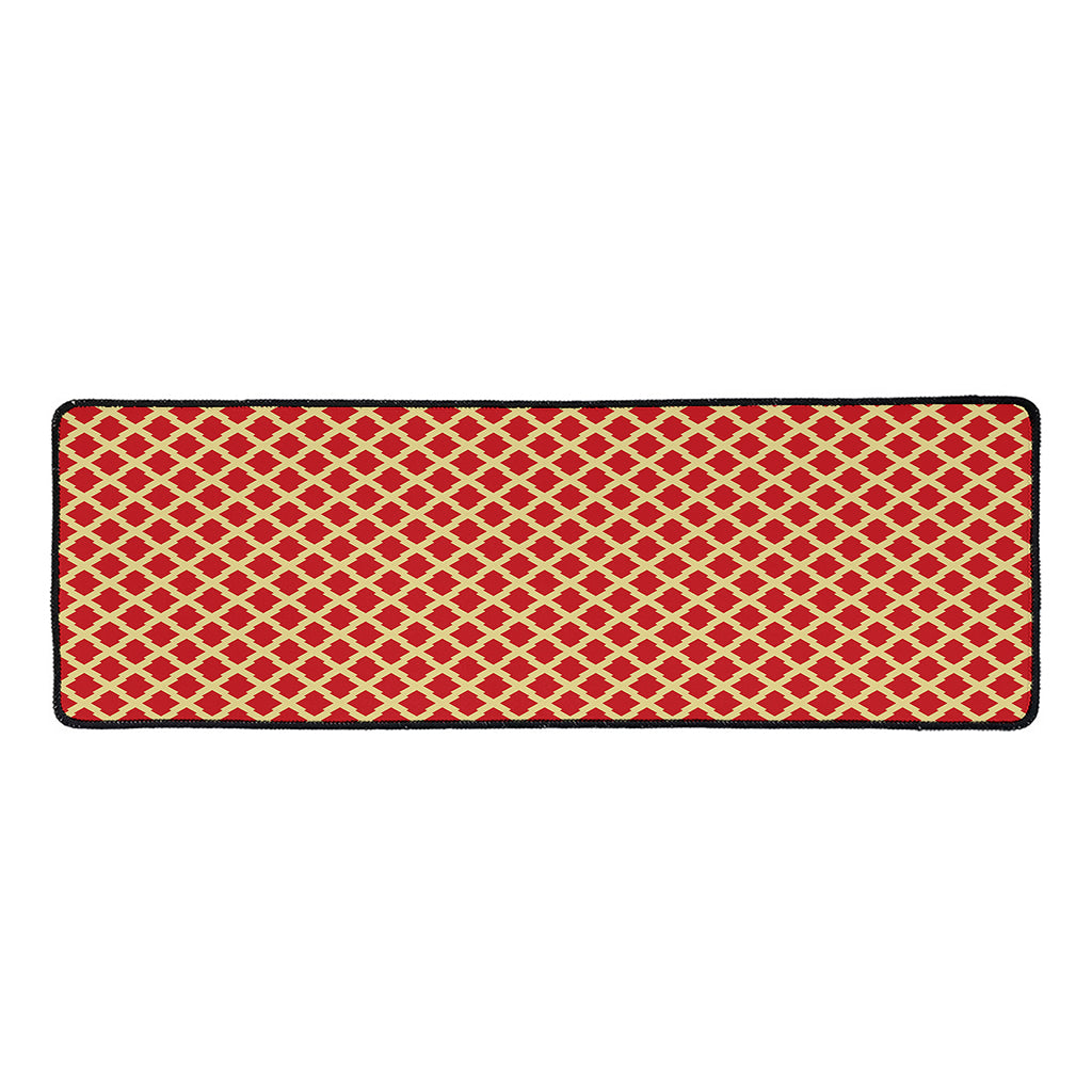 Red And Beige Japanese Pattern Print Long Kitchen Mat