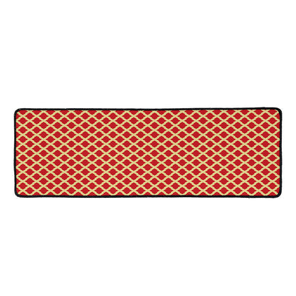 Red And Beige Japanese Pattern Print Long Kitchen Mat