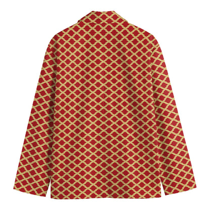 Red And Beige Japanese Pattern Print Men's Blazer