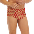Red And Beige Japanese Pattern Print Men's Briefs