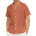 Red And Beige Japanese Pattern Print Men's Deep V-Neck Shirt