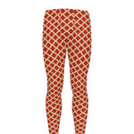 Red And Beige Japanese Pattern Print Men's leggings