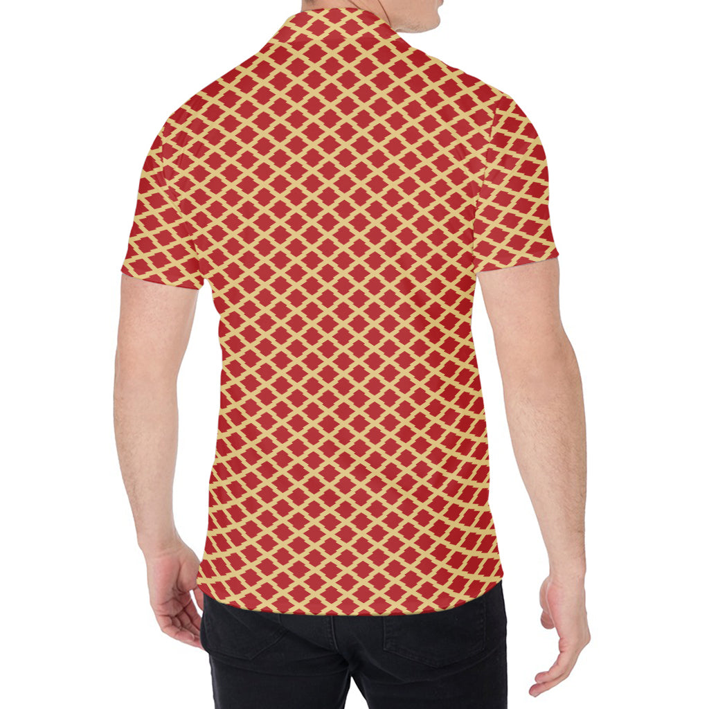 Red And Beige Japanese Pattern Print Men's Shirt