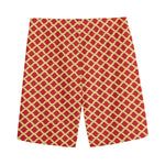 Red And Beige Japanese Pattern Print Men's Sports Shorts