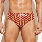 Red And Beige Japanese Pattern Print Men's Swim Briefs