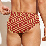 Red And Beige Japanese Pattern Print Men's Swim Briefs