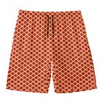 Red And Beige Japanese Pattern Print Men's Swim Trunks