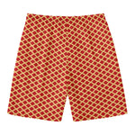 Red And Beige Japanese Pattern Print Men's Swim Trunks