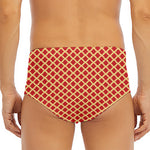 Red And Beige Japanese Pattern Print Men's Triangle Swim Briefs