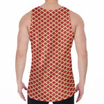 Red And Beige Japanese Pattern Print Men's Velvet Tank Top