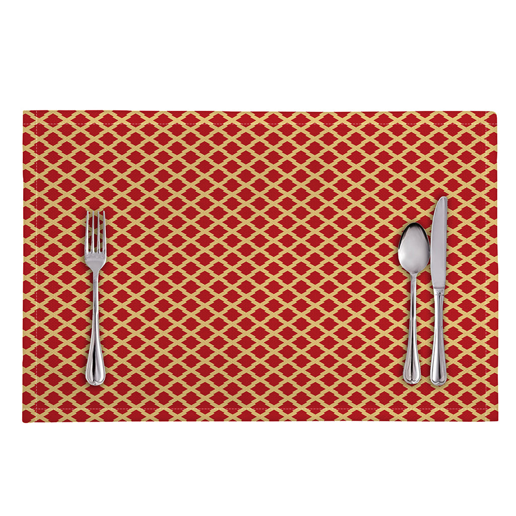 Red And Beige Japanese Pattern Print Placemat