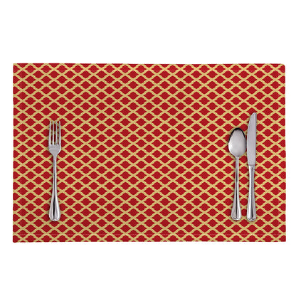 Red And Beige Japanese Pattern Print Placemat