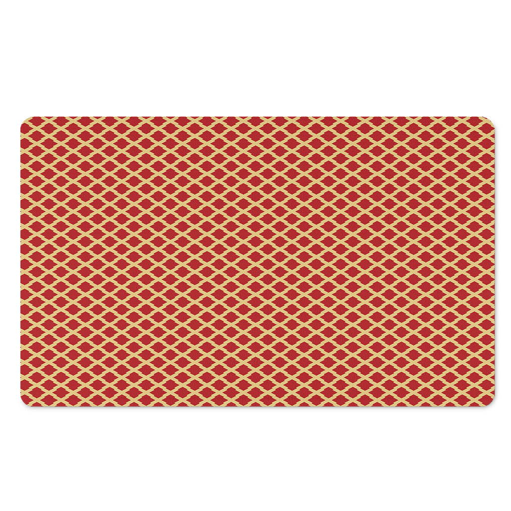 Red And Beige Japanese Pattern Print Polyester Doormat