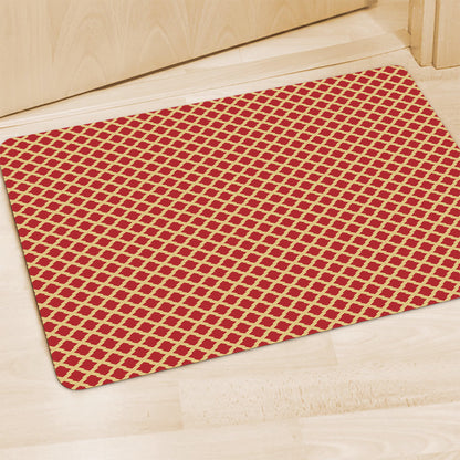 Red And Beige Japanese Pattern Print Polyester Doormat