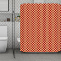 Red And Beige Japanese Pattern Print Polyester Shower Curtain