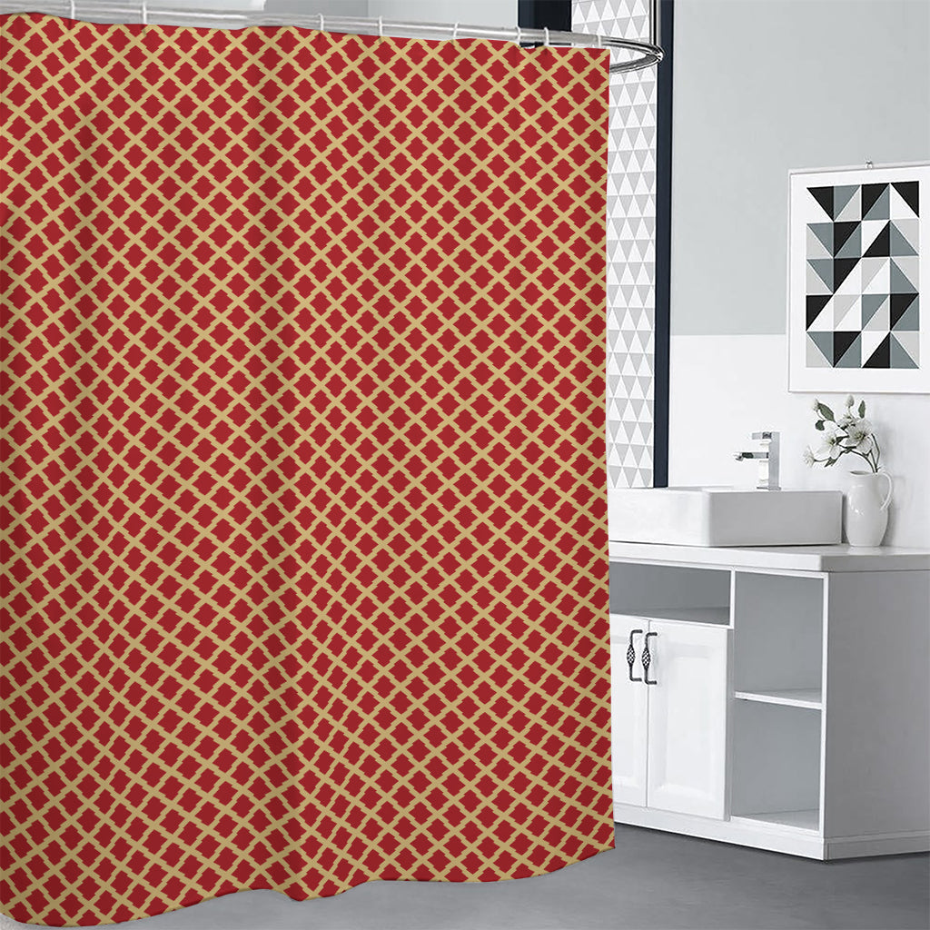 Red And Beige Japanese Pattern Print Premium Shower Curtain