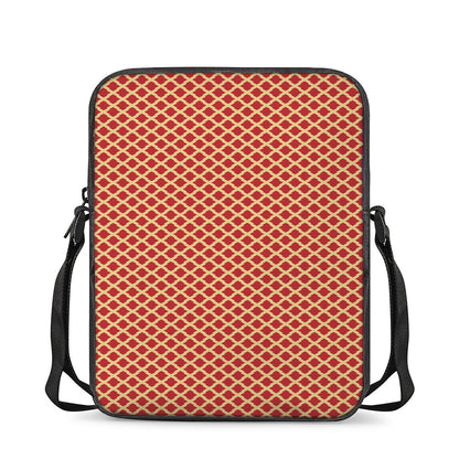 Red And Beige Japanese Pattern Print Rectangular Crossbody Bag