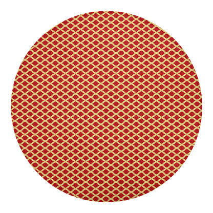 Red And Beige Japanese Pattern Print Round Blanket