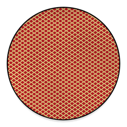 Red And Beige Japanese Pattern Print Round Floor Mat