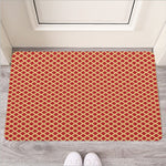 Red And Beige Japanese Pattern Print Rubber Doormat