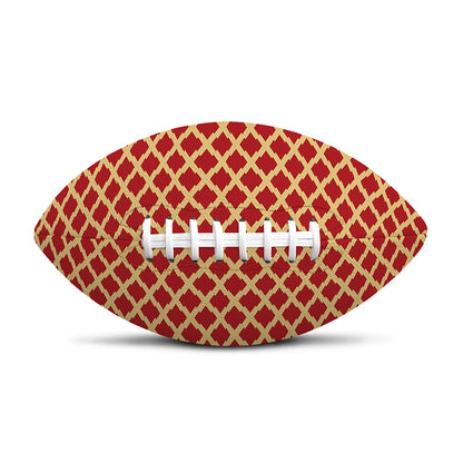 Red And Beige Japanese Pattern Print Rugby Ball
