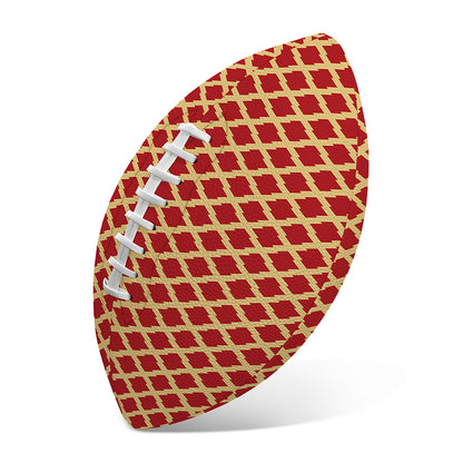 Red And Beige Japanese Pattern Print Rugby Ball
