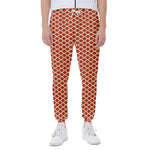 Red And Beige Japanese Pattern Print Scuba Joggers