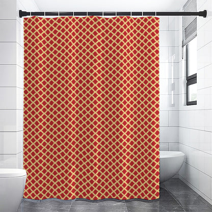Red And Beige Japanese Pattern Print Shower Curtain