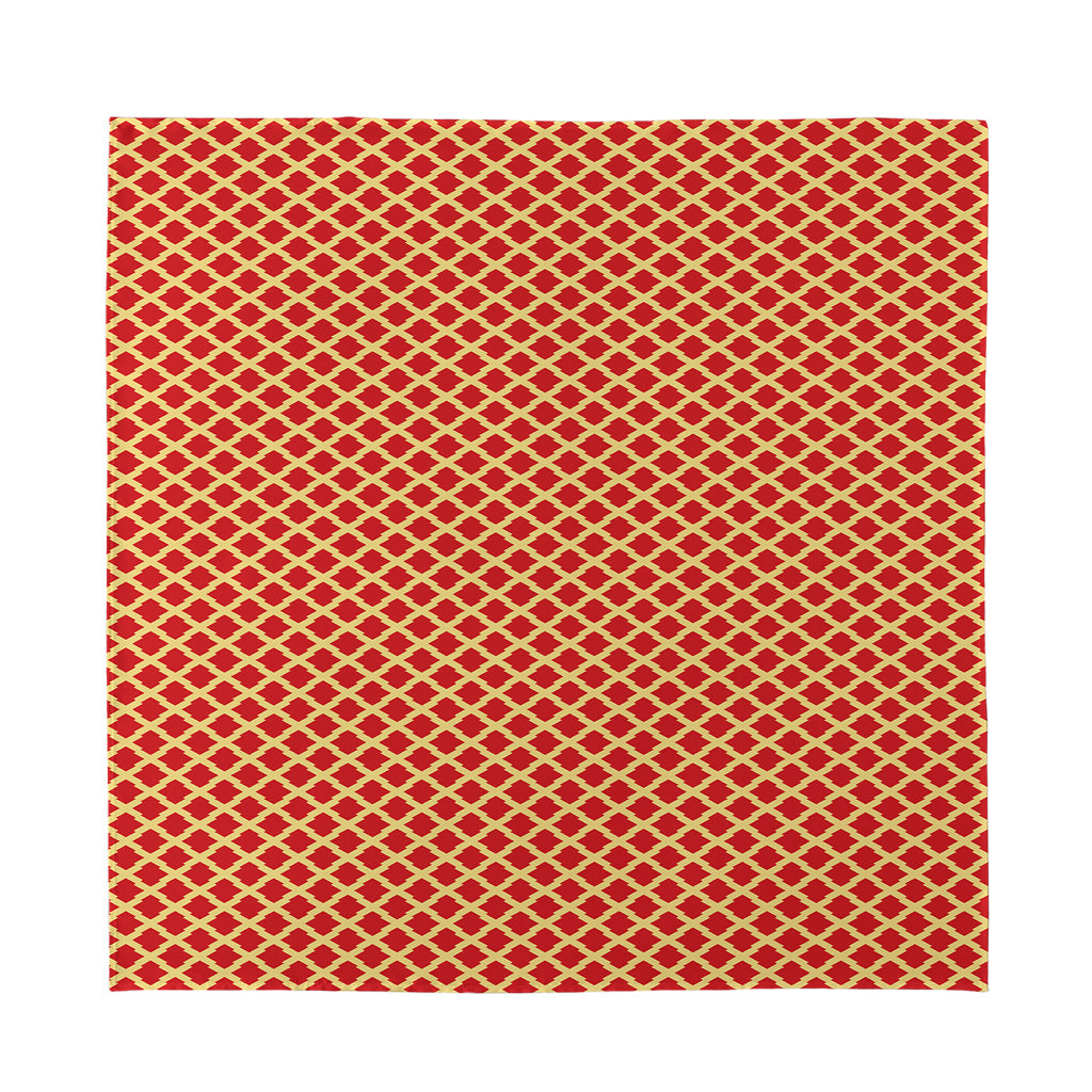 Red And Beige Japanese Pattern Print Silk Bandana