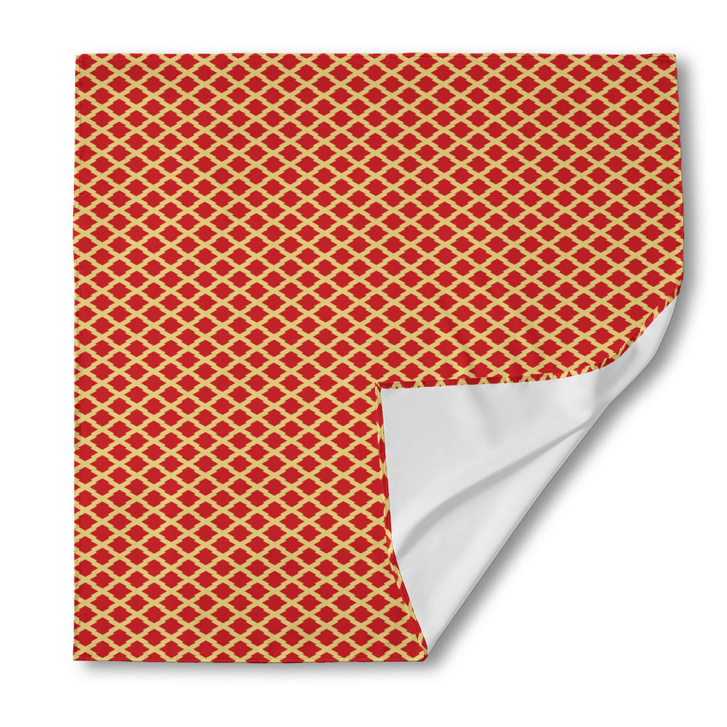 Red And Beige Japanese Pattern Print Silk Bandana