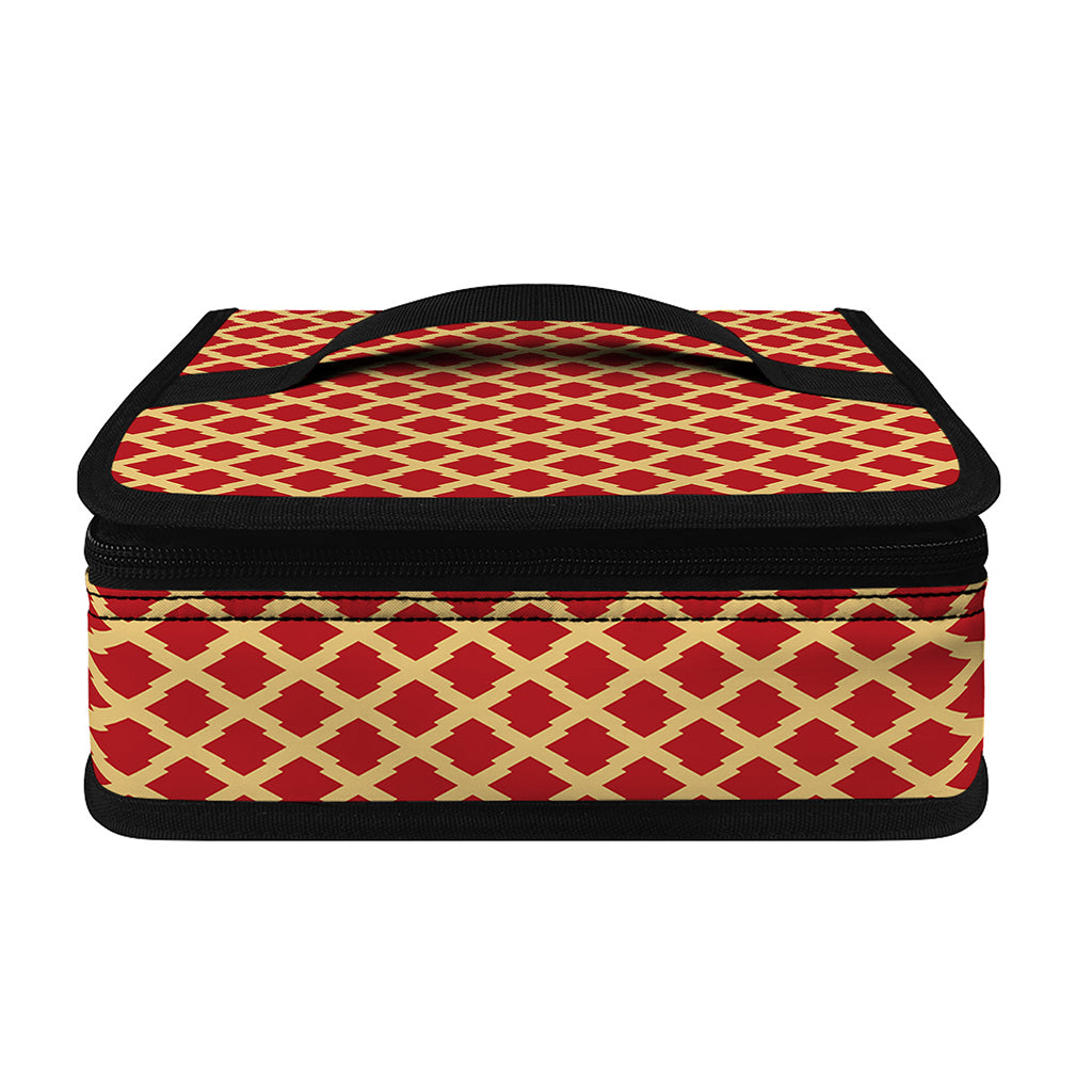 Red And Beige Japanese Pattern Print Small Lunch Bag