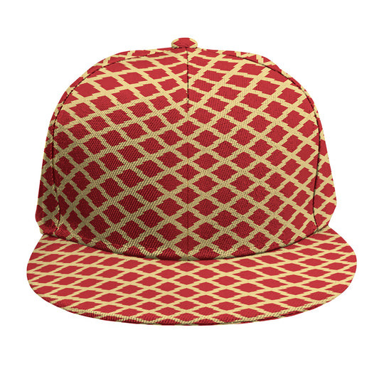 Red And Beige Japanese Pattern Print Snapback Cap