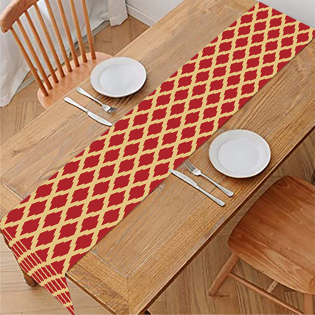 Red And Beige Japanese Pattern Print Table Runner