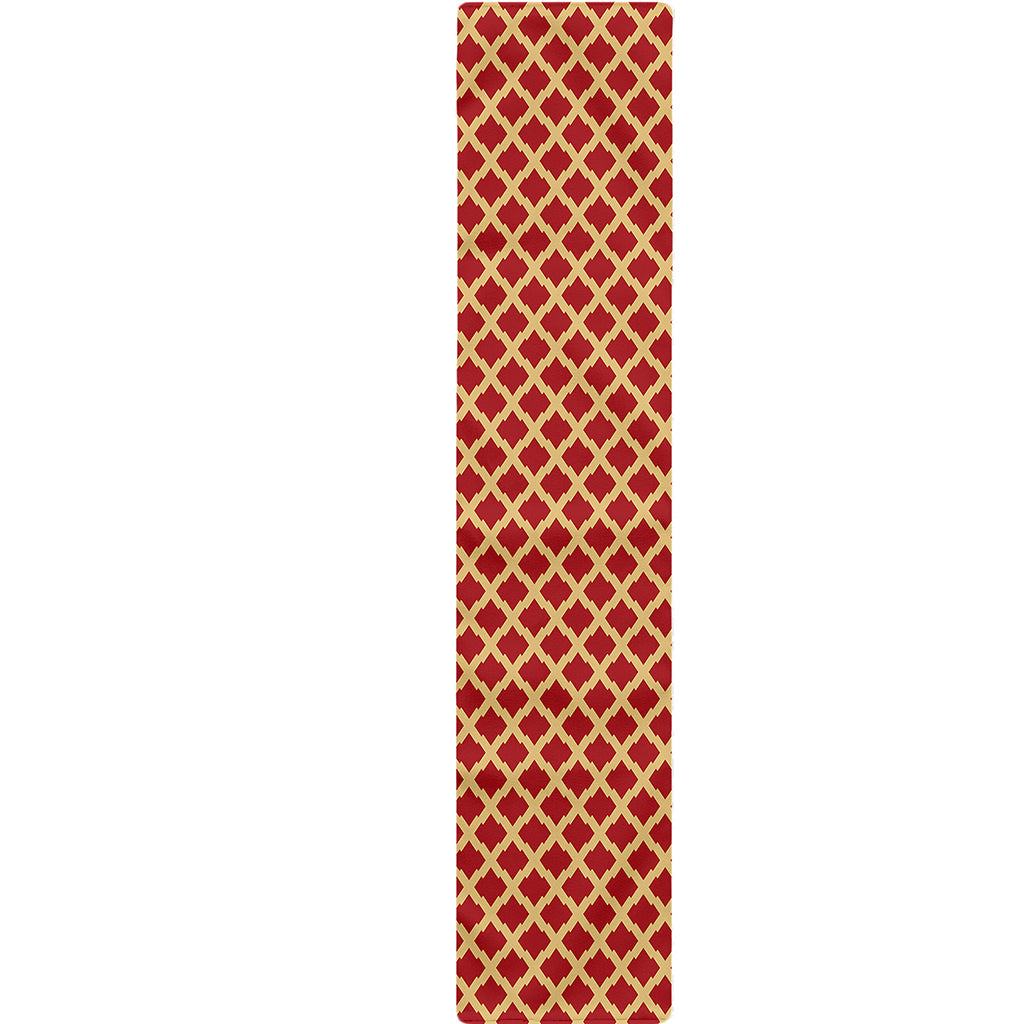 Red And Beige Japanese Pattern Print Table Runner