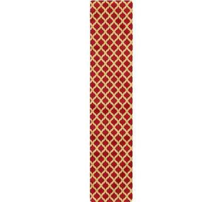 Red And Beige Japanese Pattern Print Table Runner