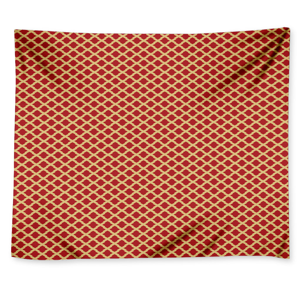 Red And Beige Japanese Pattern Print Tapestry