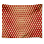 Red And Beige Japanese Pattern Print Tapestry