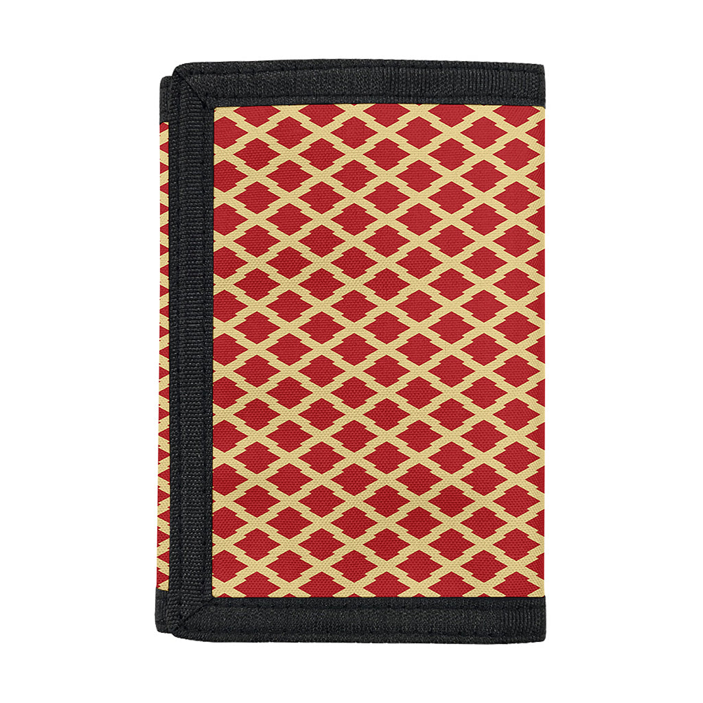 Red And Beige Japanese Pattern Print Trifold Wallet