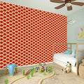 Red And Beige Japanese Pattern Print Wall Sticker
