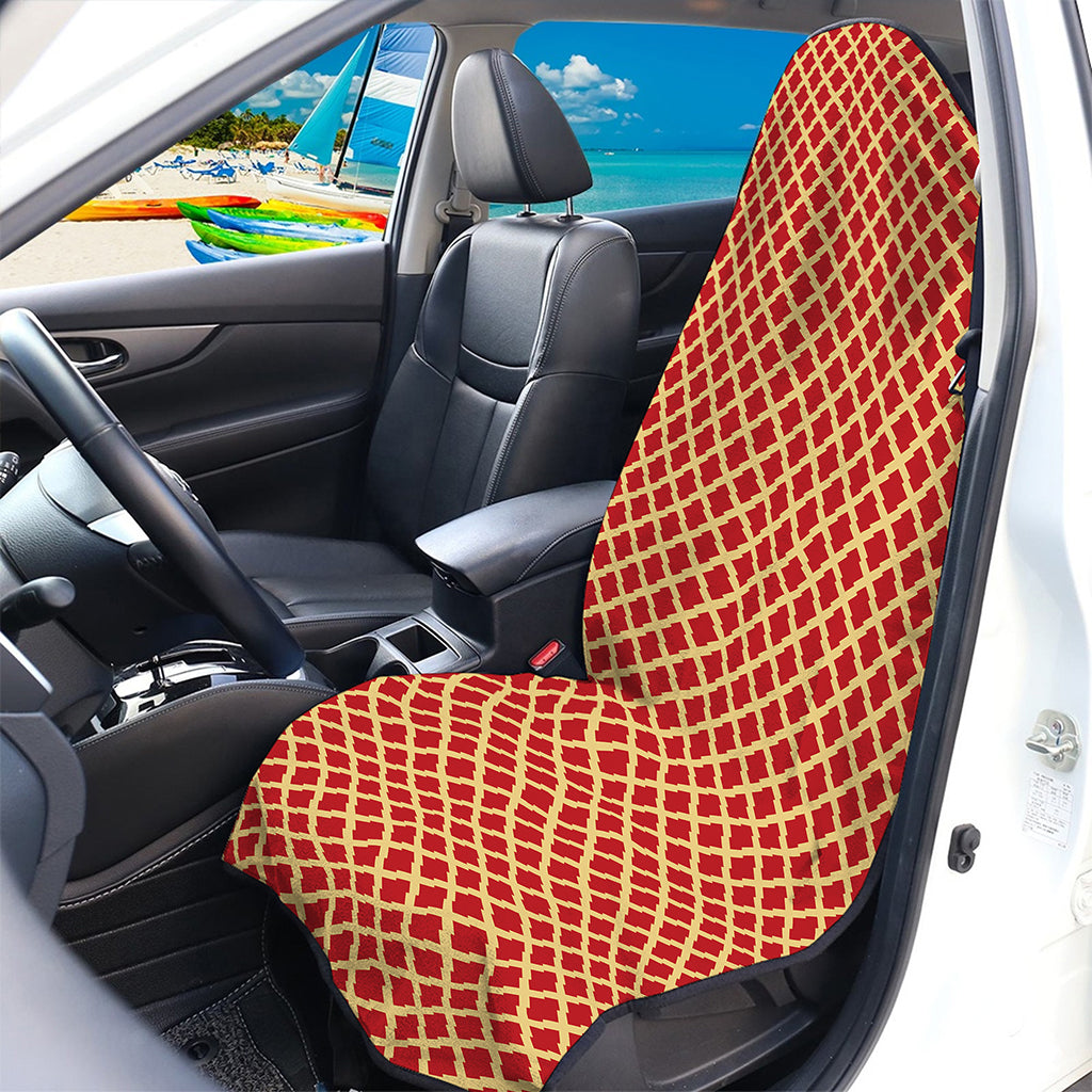 Red And Beige Japanese Pattern Print Waterproof Car Seat Cover