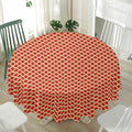 Red And Beige Japanese Pattern Print Waterproof Round Tablecloth