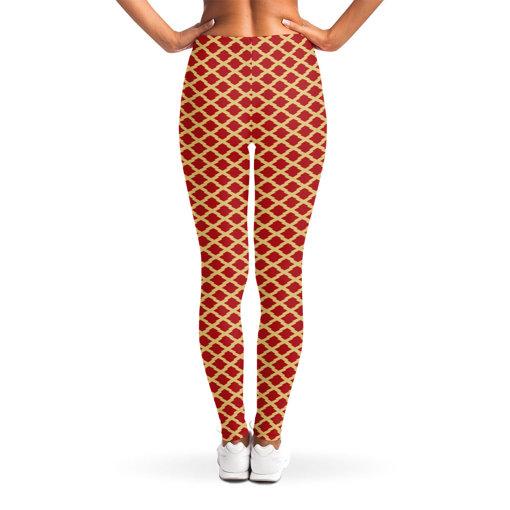 Red And Beige Japanese Pattern Print Women's Leggings