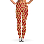Red And Beige Japanese Pattern Print Women's Leggings