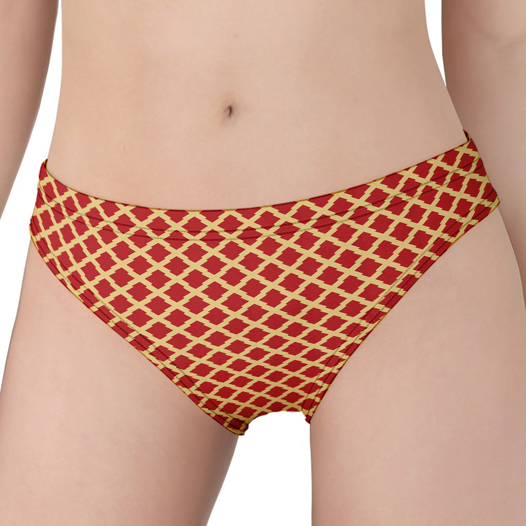 Red And Beige Japanese Pattern Print Women's Panties