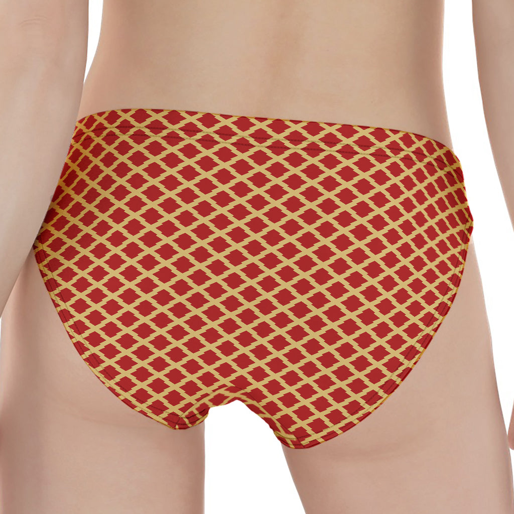 Red And Beige Japanese Pattern Print Women's Panties